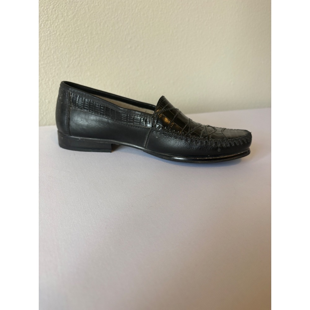Stacy Adams Mens Black Snake Leather Loafers Dress Shoes 24187-01 Size 7M - Picture 4 of 15
